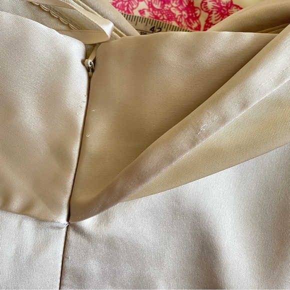 Revelry Bardot Satin Off Shoulder Maxi Dress in Soft Champagne Size 8 - Picture 10 of 12